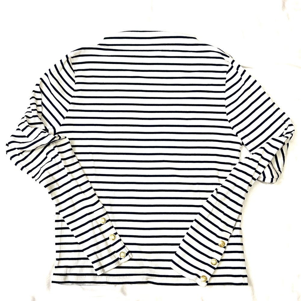 Women’s J Crew Split Neck striped long sleeve shirt Size XL